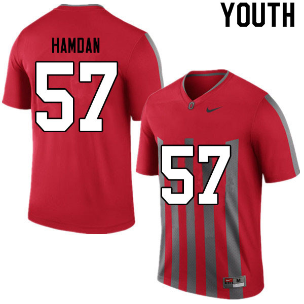 Youth Ohio State Buckeyes #57 Zaid Hamdan Retro Authentic College Stitched Football Jersey 23RD040QH